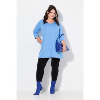 Ulla Popken Maglia lunga Cuciture decorative Taglio svasato Scollo a V Maniche 3/4  