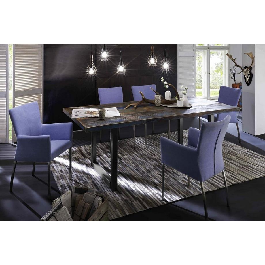 mutoni Massivholztisch 220x100 - Altholz lackiert bunt - Metall  