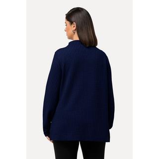 Ulla Popken  Sweat-shirt texturé à col montant et manches longues 