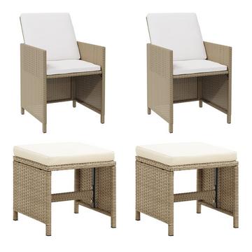 Gartenstuhl und hocker poly-rattan