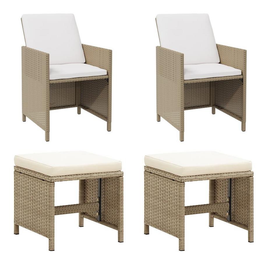 Gartenstuhl und hocker poly-rattan