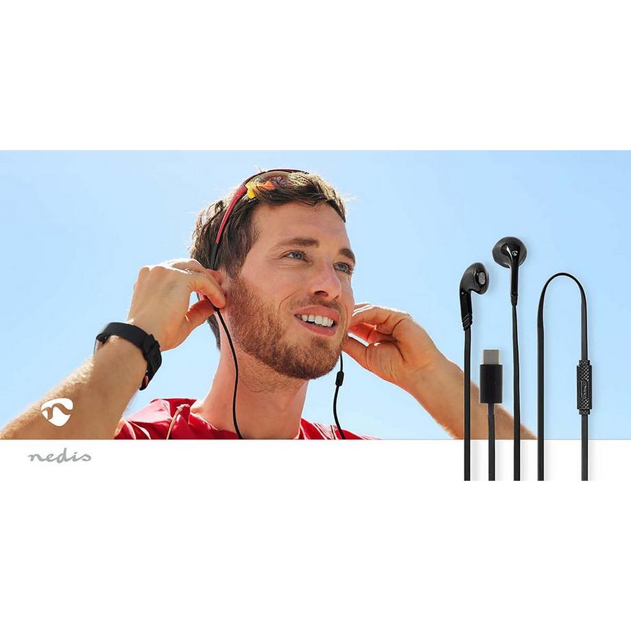 Nedis  Écouteurs filaires | USB-C™ | Longueur du câble : 1,20 m | Microphone intégré | Contrôle du volume | Noir 