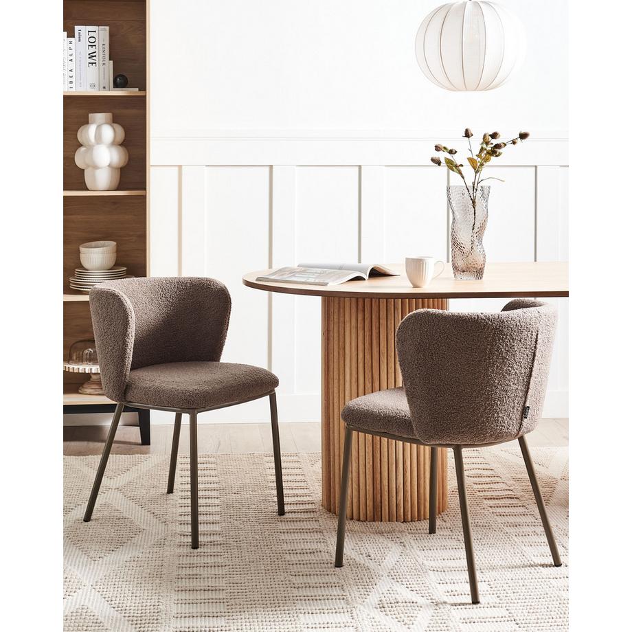 Beliani Esszimmerstuhl 2er Set aus Bouclé Minimalistisch MINA II  