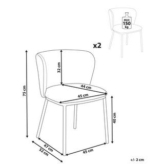 Beliani Lot de 2 chaises de salle à manger en Bouclé Minimaliste MINA II  