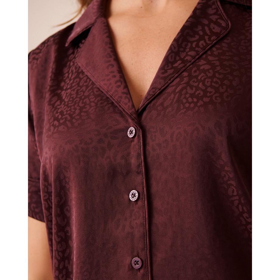 La Vie En Rose Kurzarm Pyjama Set mit Leopardenmuster  