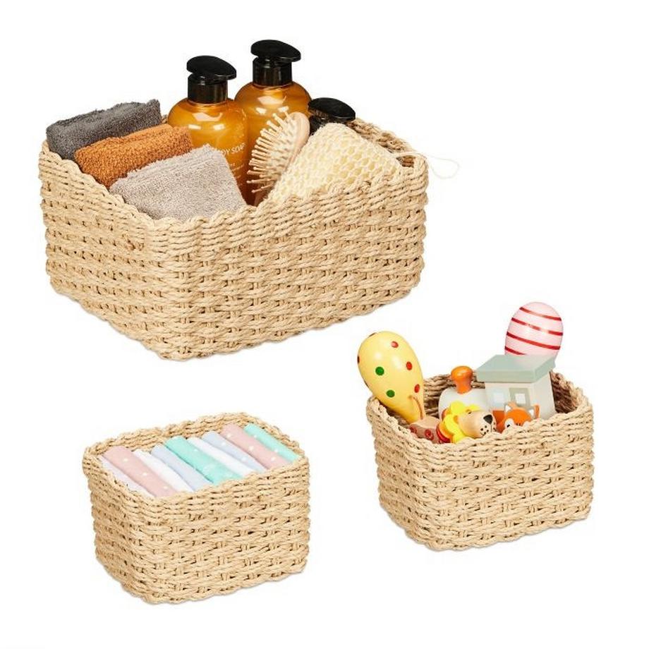 Panier de rangement tissé, lot de 3