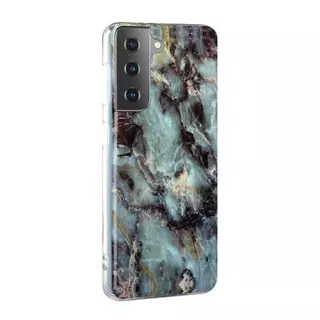 Cover-Discount  Galaxy S21 - Softes Silikon Gummi Case cyan Marble 
