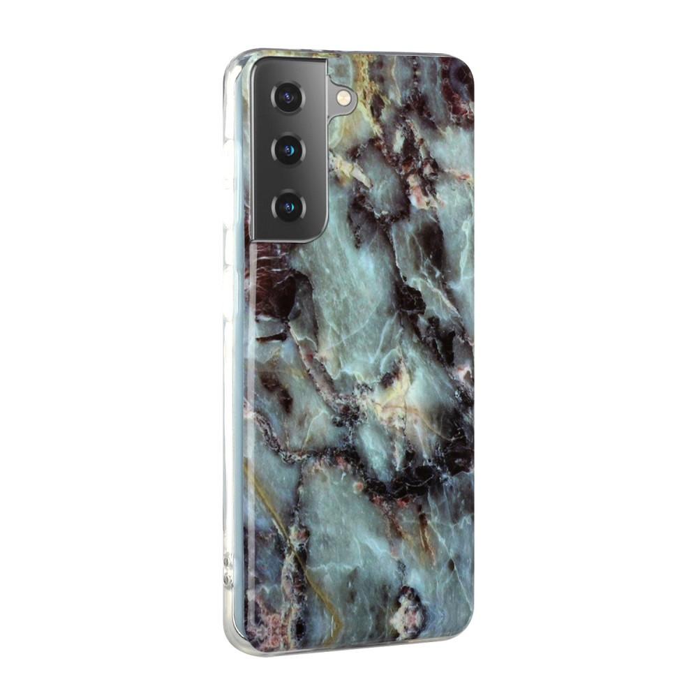 Cover-Discount  Galaxy S21 - Custodia in gomma siliconica morbida ciano Marble 