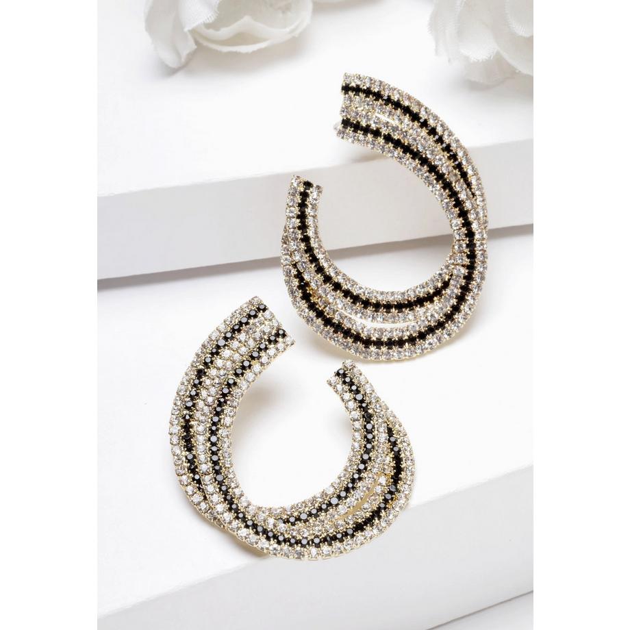 AVANT-GARDE PARIS  Eclipse-förmige Kristallbesetzte Ohrringe 