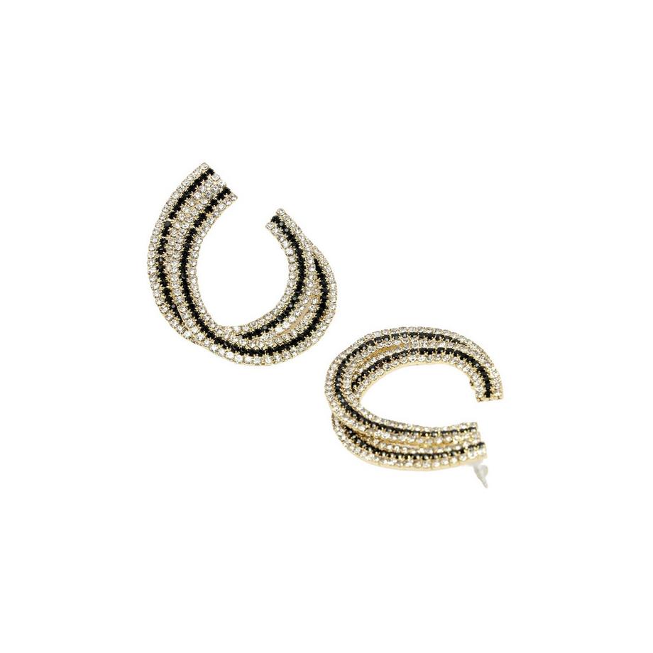 AVANT-GARDE PARIS  Eclipse-förmige Kristallbesetzte Ohrringe 