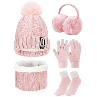 Only-bags.store Gestricktes 5-in-1 Mütze Schal Handschuh Set  