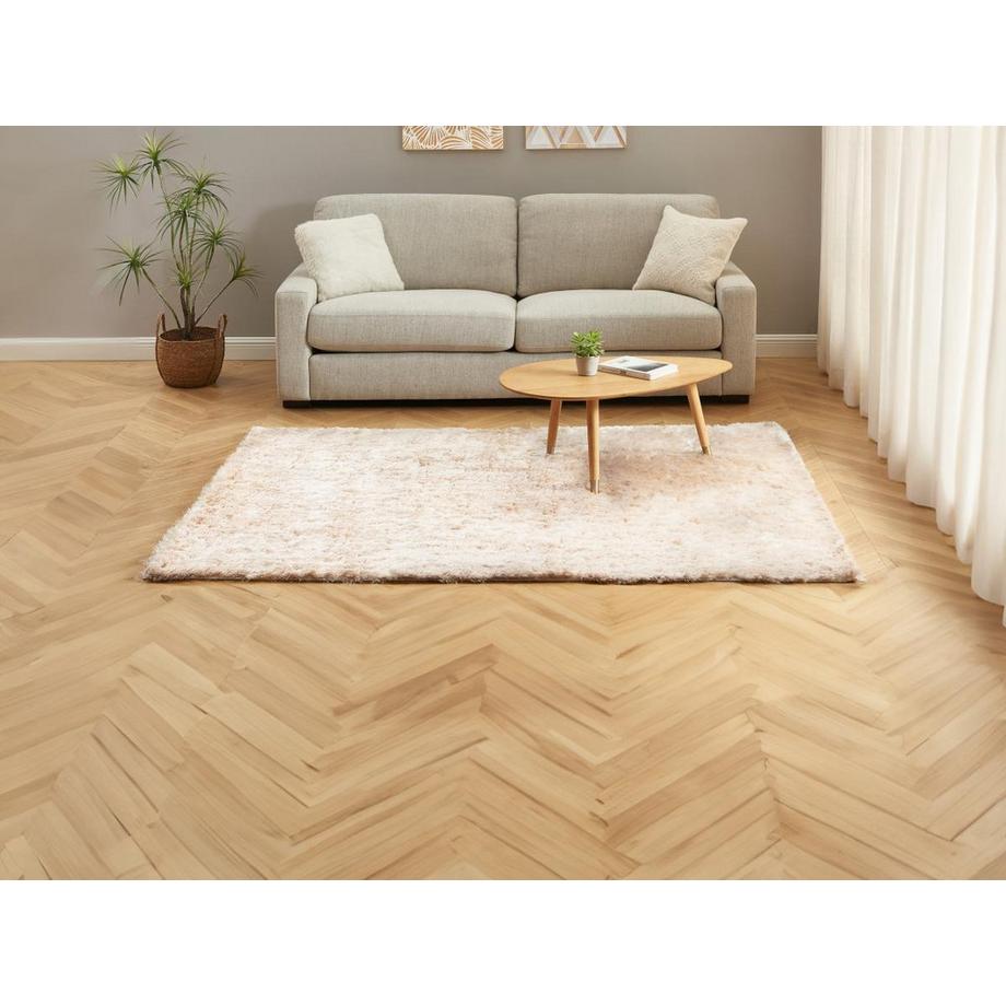 Vente-unique Tapis shaggy à poils longs ultra doux - 140 x 200 cm - Beige - DOLCE  