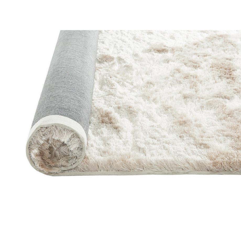 Vente-unique Tapis shaggy à poils longs ultra doux - 140 x 200 cm - Beige - DOLCE  