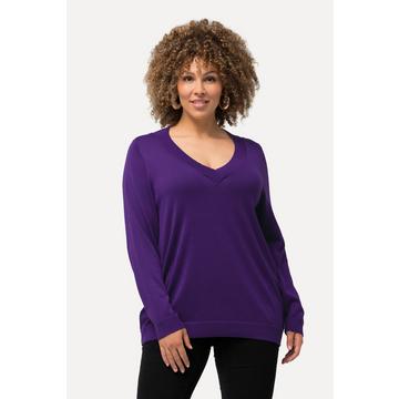 Pull col en V et manches longues, maille fine et confortable