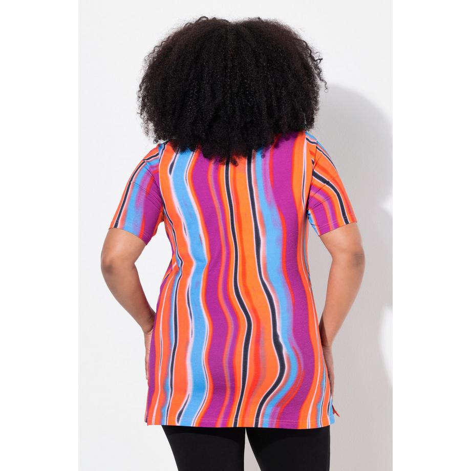 Ulla Popken Maglia Lunga Scollo a V Mezze Maniche Taglio Svasato  