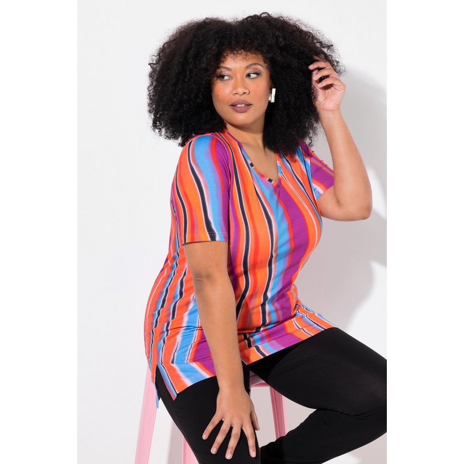 Ulla Popken Maglia Lunga Scollo a V Mezze Maniche Taglio Svasato  