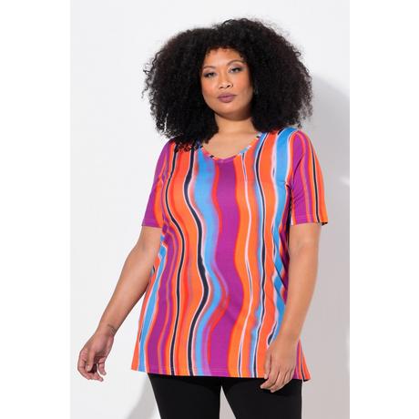 Ulla Popken  Longshirt, A-Linie, V-Ausschnitt, Halbarm 