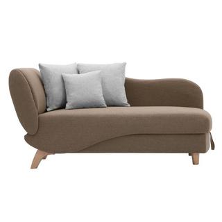 Vente-unique Méridienne droite convertible en tissu marron avec coffre de rangement PENELOPE  