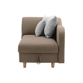 Vente-unique Méridienne droite convertible en tissu marron avec coffre de rangement PENELOPE  