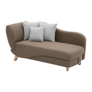 Vente-unique Méridienne droite convertible en tissu marron avec coffre de rangement PENELOPE  