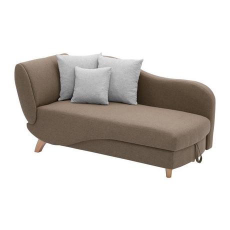 Vente-unique Méridienne droite convertible en tissu marron avec coffre de rangement PENELOPE  