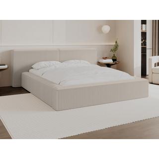 PASCAL MORABITO Bett mit Bettkasten + Matratze - 160 x 200 cm - Cord - Beige - TIMANO von Pascal Morabito  