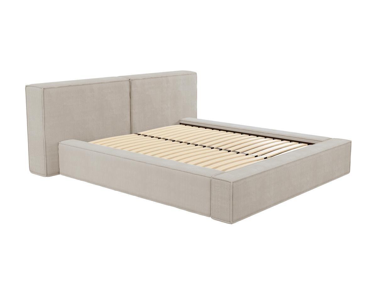 PASCAL MORABITO Lit coffre 160 x 200 cm - Velours côtelé - Beige + Matelas - TIMANO de Pascal Morabito  