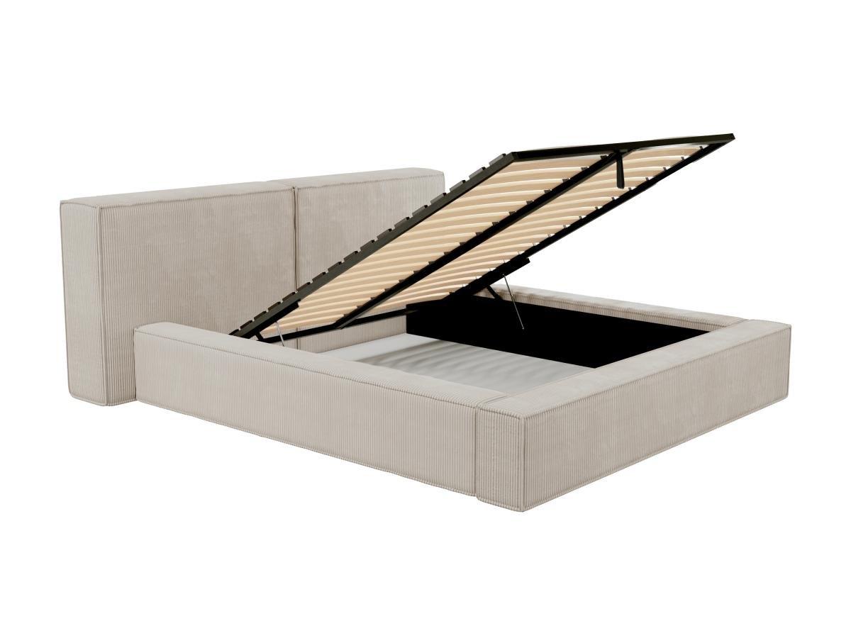 PASCAL MORABITO Lit coffre 160 x 200 cm - Velours côtelé - Beige + Matelas - TIMANO de Pascal Morabito  