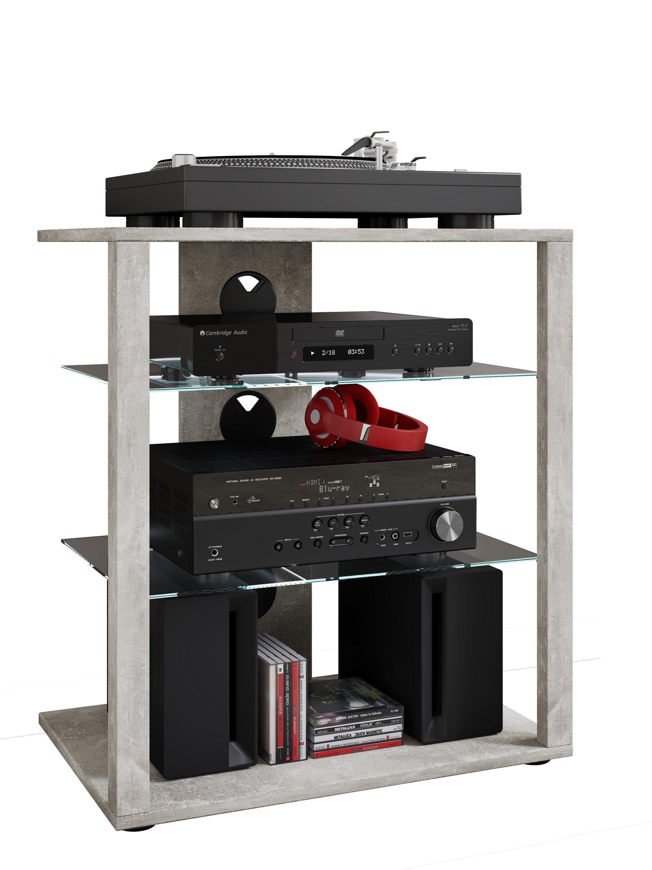 VCM  Meubles Hifi Rack Armoire Phono Etagère en verre Phono Mediaregal Folus Meubles Hifi Rack Armoire Phono Etagère en verre Phono Mediaregal Folus 