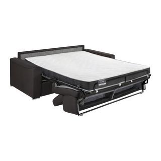 LINEA SOFA Canapé 3 places convertible express en tissu marron - couchage 140 cm - Matelas 16 cm mémoire de forme VIZIR  