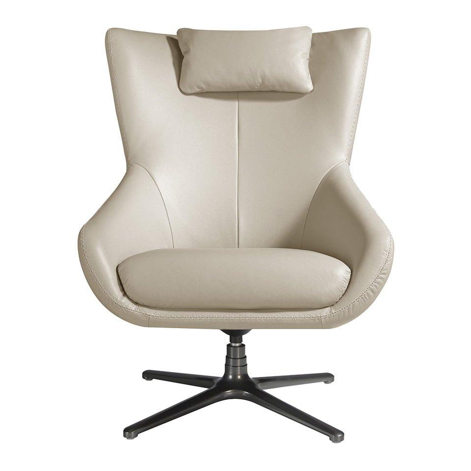 ANGEL CERDA Fauteuil pivotant en cuir gris  