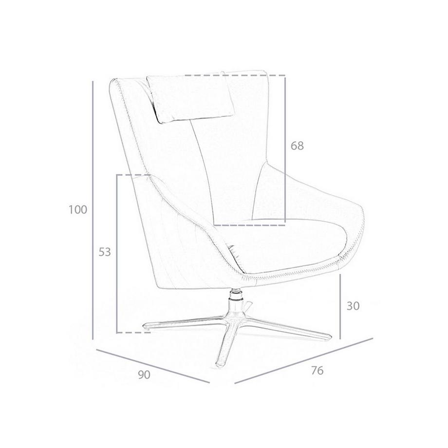 ANGEL CERDA Fauteuil pivotant en cuir gris taupe  