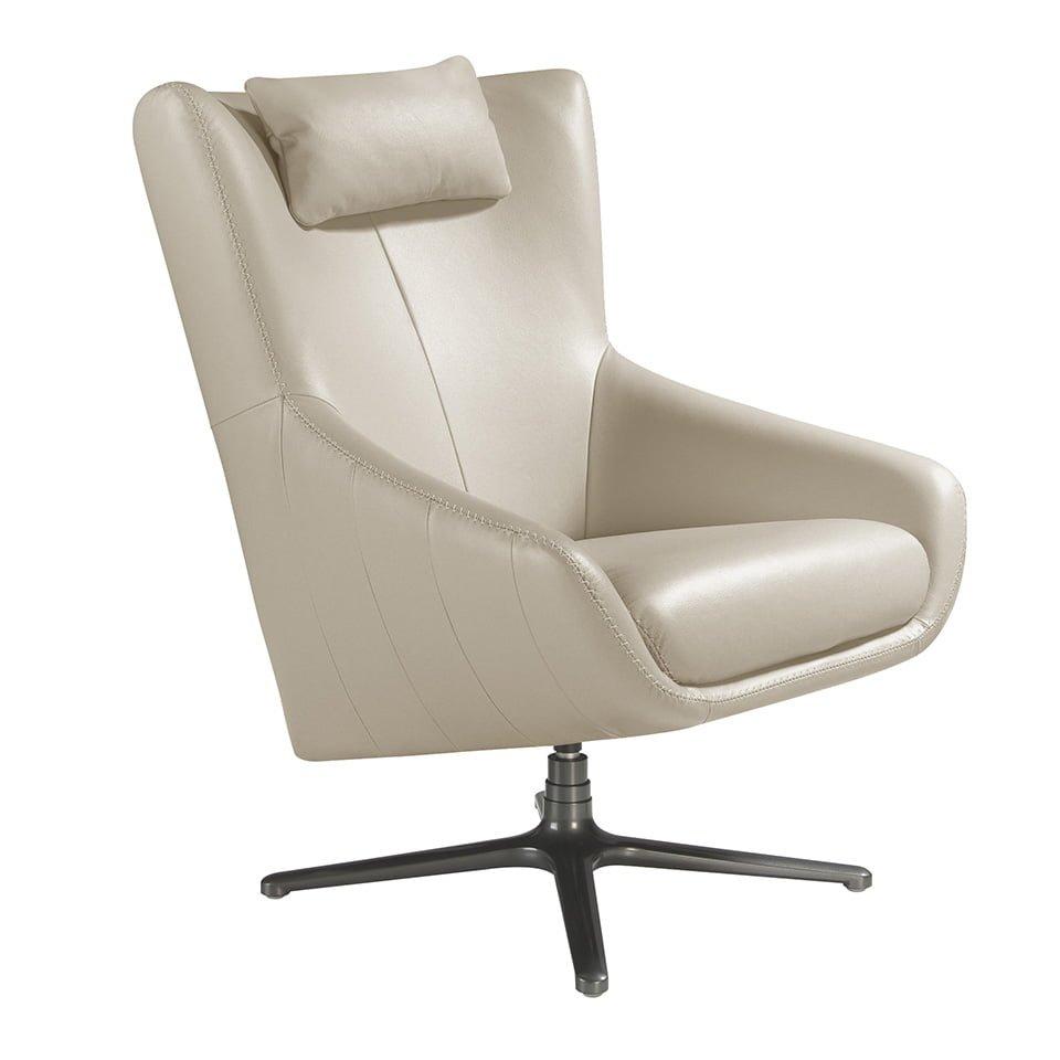 ANGEL CERDA Fauteuil pivotant en cuir gris  