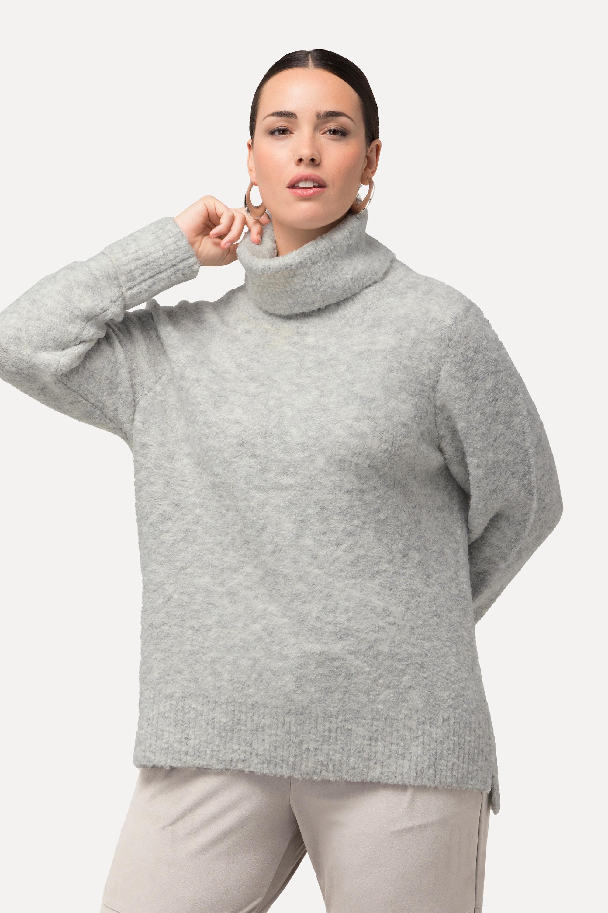 Ulla Popken  Pullover, meliert, Wollanteil, Rollkragen, Langarm 