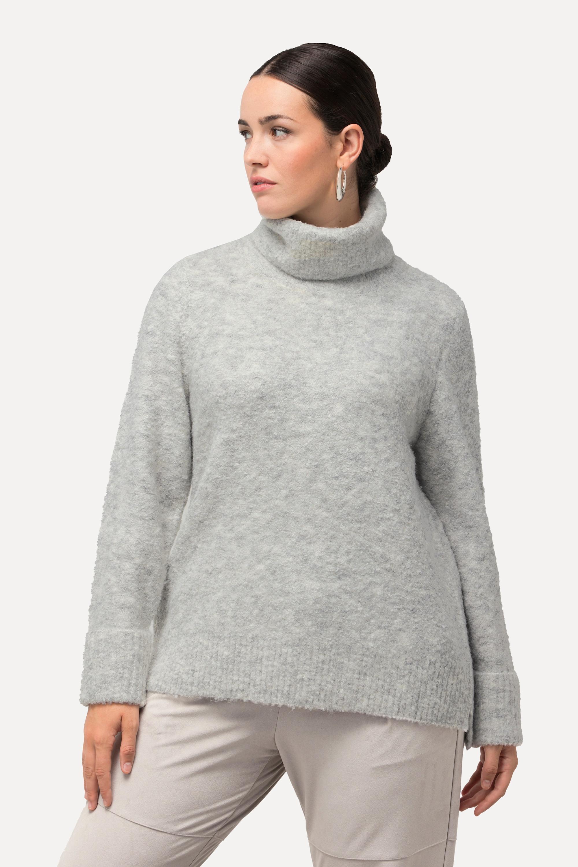 Ulla Popken  Pullover, meliert, Wollanteil, Rollkragen, Langarm 