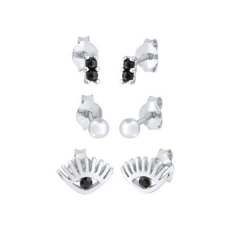 Elli  Ohrringe Stecker Evil Eye Kugel Kristall 3Er Set 