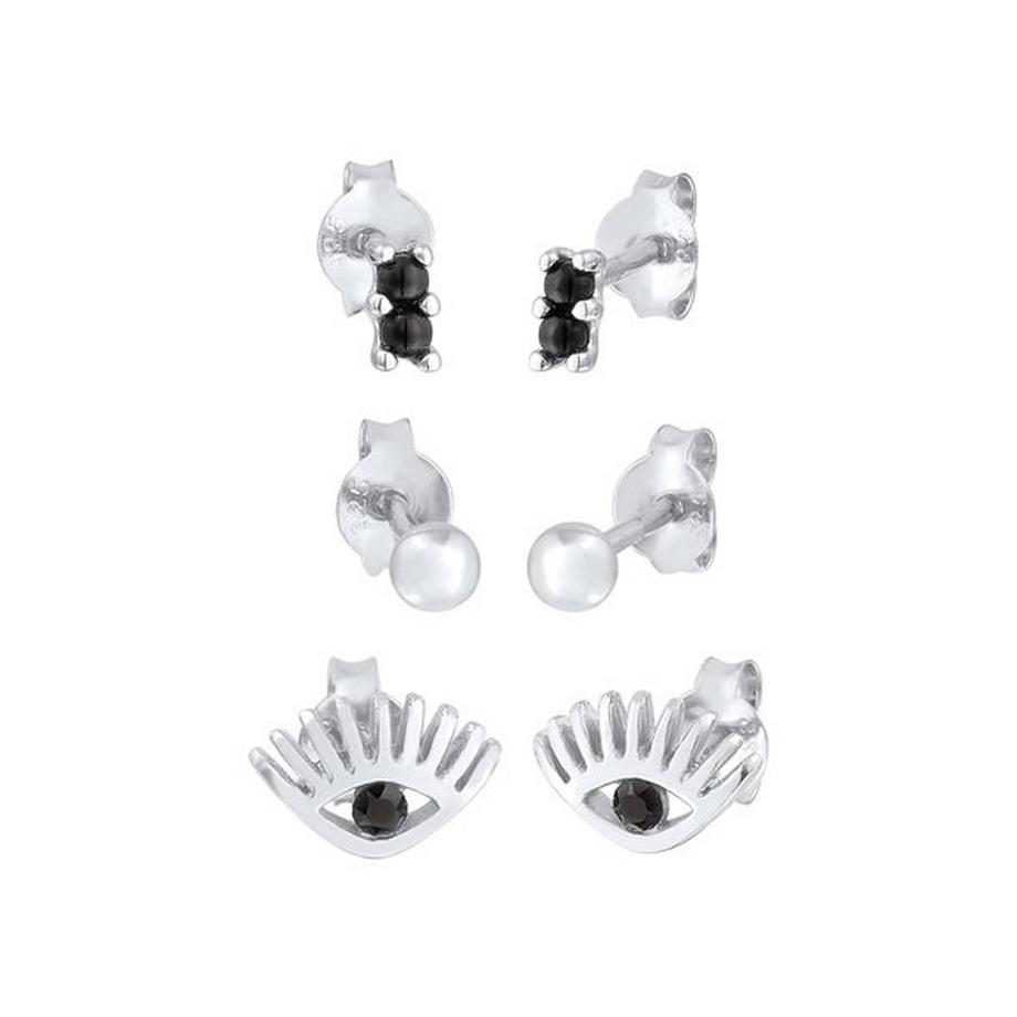 Elli  Ohrringe Stecker Evil Eye Kugel Kristall 3Er Set 