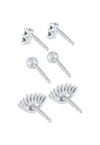 Elli  Ohrringe Stecker Evil Eye Kugel Kristall 3Er Set 