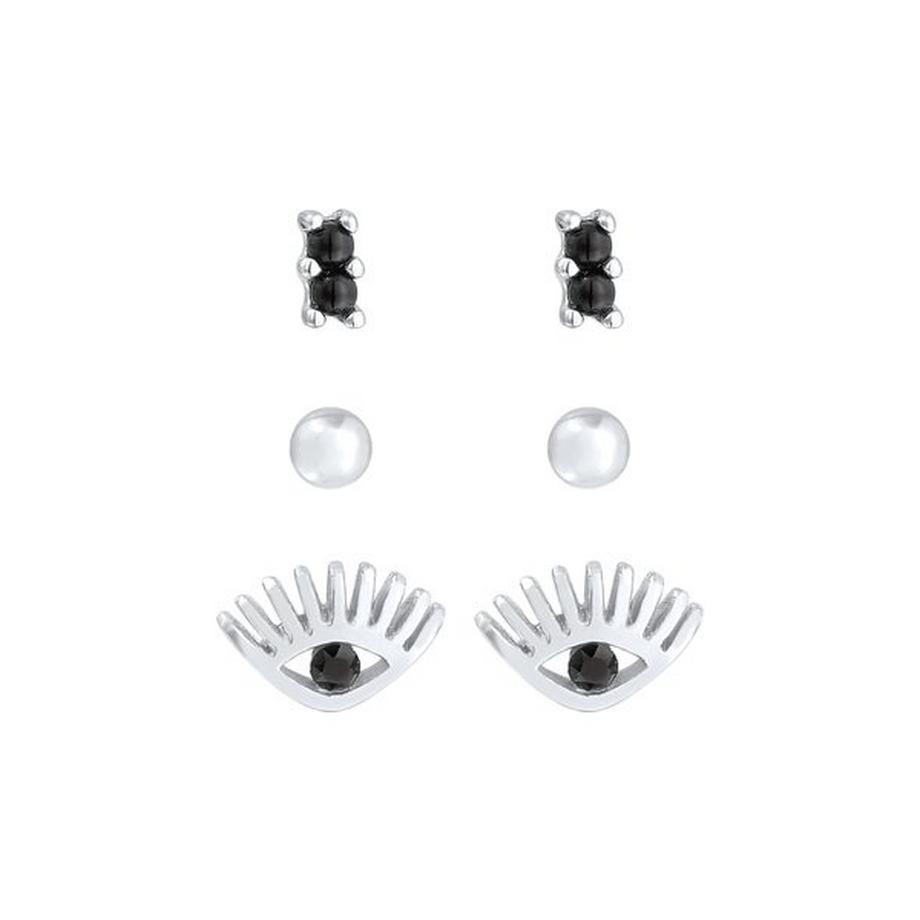 Elli  Ohrringe Stecker Evil Eye Kugel Kristall 3Er Set 