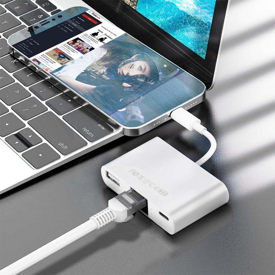Avizar  Hub Adaptateur Lightning 3 en 1 Blanc 