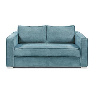 Vente-unique Schlafsofa mit Matratze 4-Sitzer - Cord - Türkisblau - Liegefläche mit Lattenrost mit breiten Latten 160 cm - Matratze 14 cm - LORETO  
