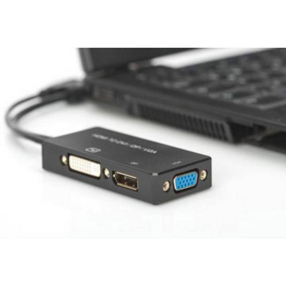 Digitus  Câble HDMI 3 en 1 - HDMI DP+DVI+VGA (St-Bu/Bu/Bu) - Longueur 20 cm - - CE 