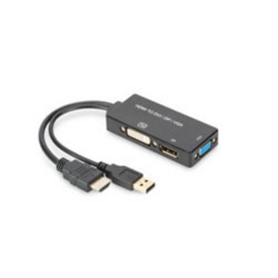 Digitus  Câble HDMI 3 en 1 - HDMI DP+DVI+VGA (St-Bu/Bu/Bu) - Longueur 20 cm - - CE 
