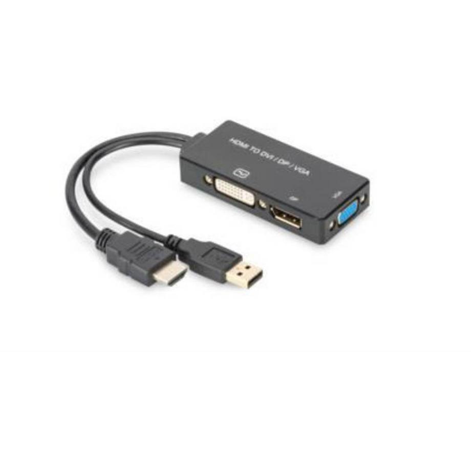 Digitus  Câble HDMI 3 en 1 - HDMI DP+DVI+VGA (St-Bu/Bu/Bu) - Longueur 20 cm - - CE 