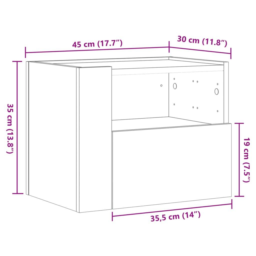 VidaXL Armoire de chevet murale bois d'ingénierie  