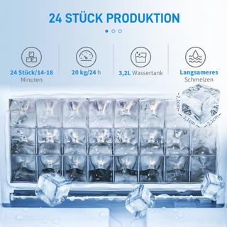 HOMCOM Eiswürfelmaschine, 20kg/24h, Silber  