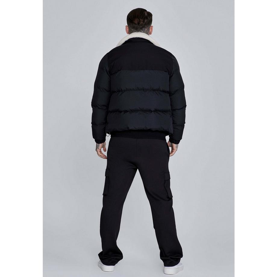 Sik Silk Puffer Winterjacke mit Sherpa Kragen  