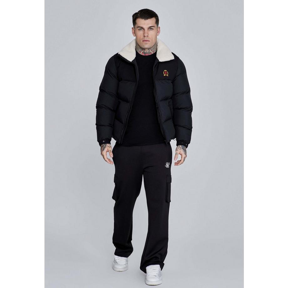 Sik Silk Puffer Winterjacke mit Sherpa Kragen  