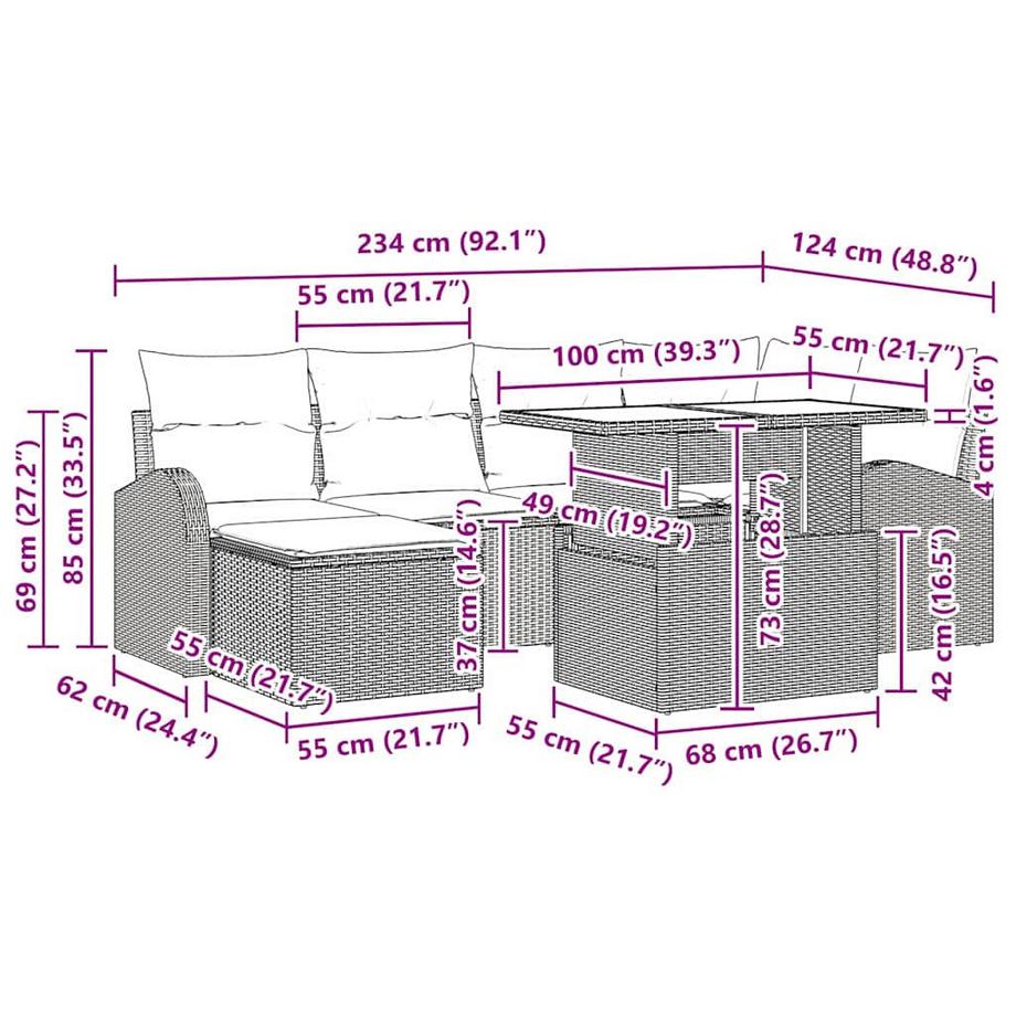VidaXL Gartensofa-set poly-rattan  