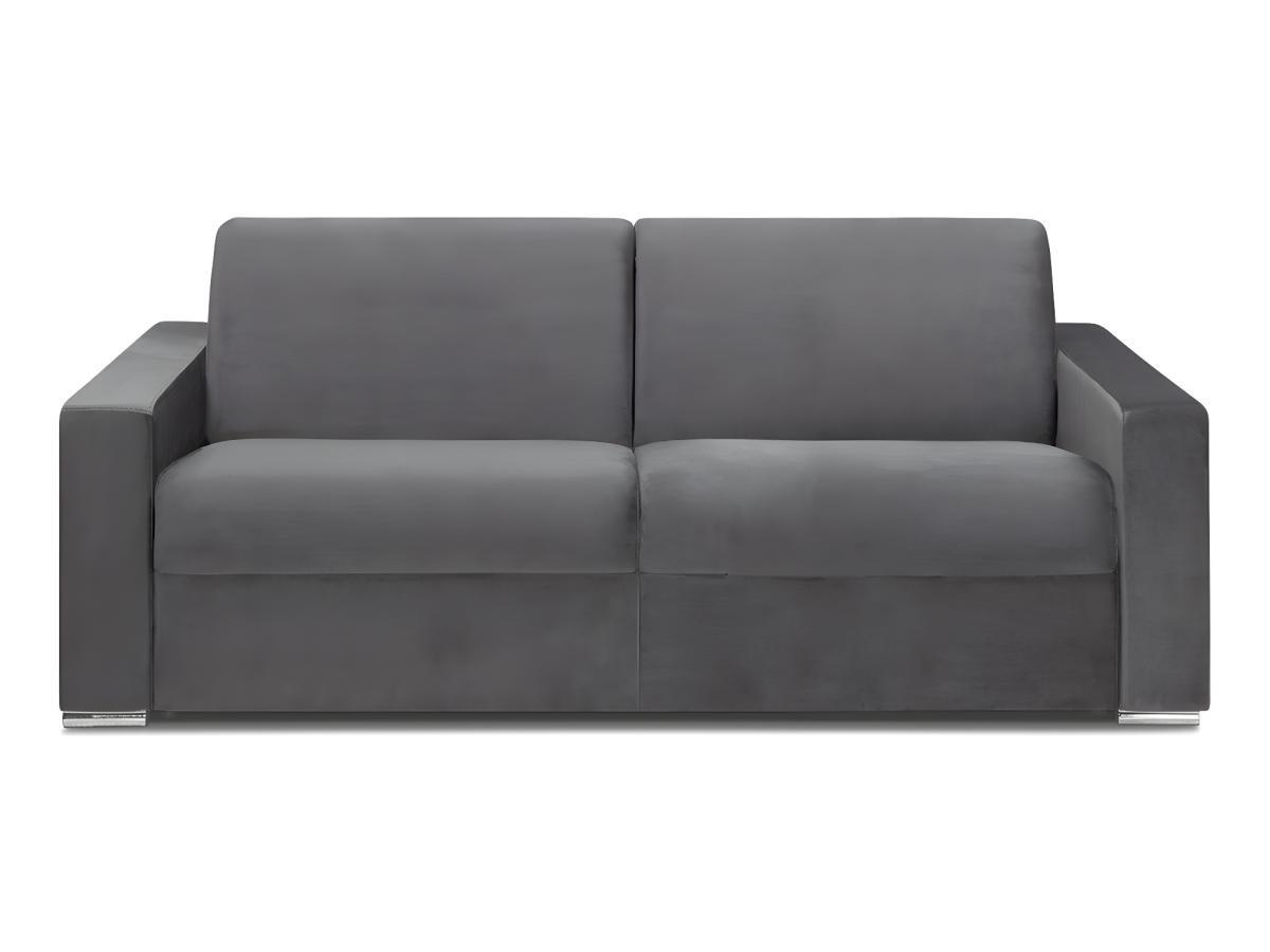 Vente-unique Schlafsofa 4-Sitzer - Liegefläche: 160 cm - Matratzenhöhe: 22 cm - Samt - Anthrazit - CALITO  